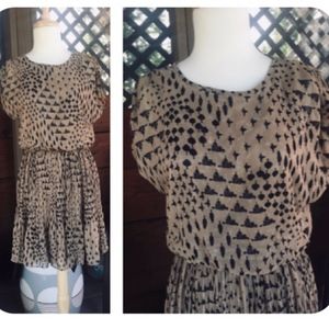 Anthropologie Nude Dress Pleated Bird Pinky otto